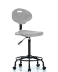 Erie Polyurethane Chair - High Bench Height with Round Tube Base & Casters in Gray Polyurethane TPHBCH-RT-A0-RC-GRY