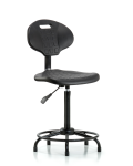 Erie Polyurethane Chair - High Bench Height with Round Tube Base & Stationary Glides in Black Polyurethane TPHBCH-RT-A0-RG-BLK
