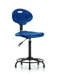 Erie Polyurethane Chair - High Bench Height with Round Tube Base & Stationary Glides in Blue Polyurethane TPHBCH-RT-A0-RG-BLU