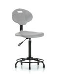 Erie Polyurethane Chair - High Bench Height with Round Tube Base & Stationary Glides in Gray Polyurethane TPHBCH-RT-A0-RG-GRY
