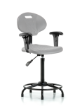 Erie Polyurethane Chair - High Bench Height with Adjustable Arms, Round Tube Base & Stationary Glides in Gray Polyurethane TPHBCH-RT-A1-RG-GRY