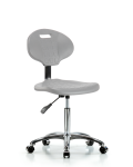 Erie Polyurethane Chair Chrome - Medium Bench Height with Chrome Casters in Gray Polyurethane TPMBCH-CR-A0-NF-CC-GRY