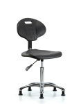 Erie Polyurethane Chair Chrome - Medium Bench Height with Stationary Glides in Black Polyurethane TPMBCH-CR-A0-NF-RG-BLK