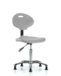 Erie Polyurethane Chair Chrome - Medium Bench Height with Stationary Glides in Gray Polyurethane TPMBCH-CR-A0-NF-RG-GRY