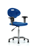 Erie Polyurethane Chair Chrome - Medium Bench Height with Adjustable Arms & Stationary Glides in Blue Polyurethane TPMBCH-CR-A1-NF-RG-BLU