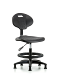 Erie Polyurethane Chair - Medium Bench Height with Black Foot Ring & Stationary Glides in Black Polyurethane TPMBCH-RG-A0-BF-RG-BLK