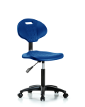 Erie Polyurethane Chair - Medium Bench Height with Casters in Blue Polyurethane TPMBCH-RG-A0-NF-RC-BLU