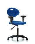 Erie Polyurethane Chair - Medium Bench Height with Adjustable Arms & Casters in Blue Polyurethane TPMBCH-RG-A1-NF-RC-BLU