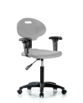 Erie Polyurethane Chair - Medium Bench Height with Adjustable Arms & Casters in Gray Polyurethane TPMBCH-RG-A1-NF-RC-GRY