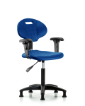 Erie Polyurethane Chair - Medium Bench Height with Adjustable Arms & Stationary Glides in Blue Polyurethane TPMBCH-RG-A1-NF-RG-BLU