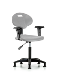 Erie Polyurethane Chair - Medium Bench Height with Adjustable Arms & Stationary Glides in Gray Polyurethane TPMBCH-RG-A1-NF-RG-GRY