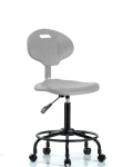 Erie Polyurethane Chair - Medium Bench Height with Round Tube Base & Casters in Gray Polyurethane TPMBCH-RT-A0-RC-GRY