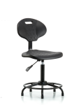 Erie Polyurethane Chair - Medium Bench Height with Round Tube Base & Stationary Glides in Black Polyurethane TPMBCH-RT-A0-RG-BLK