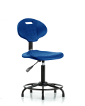 Erie Polyurethane Chair - Medium Bench Height with Round Tube Base & Stationary Glides in Blue Polyurethane TPMBCH-RT-A0-RG-BLU