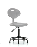 Erie Polyurethane Chair - Medium Bench Height with Round Tube Base & Stationary Glides in Gray Polyurethane TPMBCH-RT-A0-RG-GRY