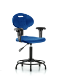 Erie Polyurethane Chair - Medium Bench Height with Adjustable Arms, Round Tube Base & Stationary Glides in Blue Polyurethane TPMBCH-RT-A1-RG-BLU
