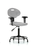 Erie Polyurethane Chair - Medium Bench Height with Adjustable Arms, Round Tube Base & Stationary Glides in Gray Polyurethane TPMBCH-RT-A1-RG-GRY