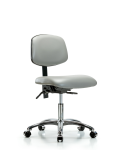 Vinyl Chair Chrome - Desk Height with Casters in Dove Trailblazer Vinyl VDHCH-CR-T0-A0-CC-8567