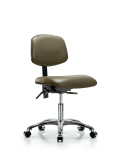 Vinyl Chair Chrome - Desk Height with Casters in Taupe Supernova Vinyl VDHCH-CR-T0-A0-CC-8809