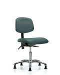 Vinyl Chair Chrome - Desk Height with Stationary Glides in Colonial Blue Trailblazer Vinyl VDHCH-CR-T0-A0-RG-8546