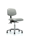 Vinyl Chair Chrome - Desk Height with Stationary Glides in Dove Trailblazer Vinyl VDHCH-CR-T0-A0-RG-8567