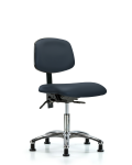 Vinyl Chair Chrome - Desk Height with Stationary Glides in Imperial Blue Trailblazer Vinyl VDHCH-CR-T0-A0-RG-8582