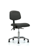 Vinyl Chair Chrome - Desk Height with Stationary Glides in Charcoal Trailblazer Vinyl VDHCH-CR-T0-A0-RG-8605