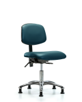 Vinyl Chair Chrome - Desk Height with Stationary Glides in Marine Blue Supernova Vinyl VDHCH-CR-T0-A0-RG-8801