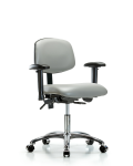 Vinyl Chair Chrome - Desk Height with Adjustable Arms & Casters in Dove Trailblazer Vinyl VDHCH-CR-T0-A1-CC-8567