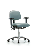 Vinyl Chair Chrome - Desk Height with Adjustable Arms & Casters in Storm Supernova Vinyl VDHCH-CR-T0-A1-CC-8822