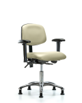Vinyl Chair Chrome - Desk Height with Adjustable Arms & Stationary Glides in Adobe White Trailblazer Vinyl VDHCH-CR-T0-A1-RG-8501