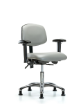 Vinyl Chair Chrome - Desk Height with Adjustable Arms & Stationary Glides in Dove Trailblazer Vinyl VDHCH-CR-T0-A1-RG-8567