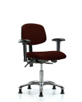 Vinyl Chair Chrome - Desk Height with Adjustable Arms & Stationary Glides in Burgundy Trailblazer Vinyl VDHCH-CR-T0-A1-RG-8569