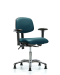 Vinyl Chair Chrome - Desk Height with Adjustable Arms & Stationary Glides in Marine Blue Supernova Vinyl VDHCH-CR-T0-A1-RG-8801