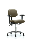 Vinyl Chair Chrome - Desk Height with Adjustable Arms & Stationary Glides in Taupe Supernova Vinyl VDHCH-CR-T0-A1-RG-8809