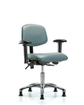 Vinyl Chair Chrome - Desk Height with Adjustable Arms & Stationary Glides in Storm Supernova Vinyl VDHCH-CR-T0-A1-RG-8822