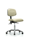 Vinyl Chair Chrome - Desk Height with Seat Tilt & Casters in Adobe White Trailblazer Vinyl VDHCH-CR-T1-A0-CC-8501
