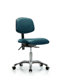 Vinyl Chair Chrome - Desk Height with Seat Tilt & Casters in Marine Blue Supernova Vinyl VDHCH-CR-T1-A0-CC-8801