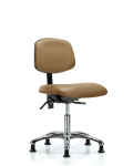 Vinyl Chair Chrome - Desk Height with Seat Tilt & Stationary Glides in Taupe Trailblazer Vinyl VDHCH-CR-T1-A0-RG-8584