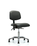 Vinyl Chair Chrome - Desk Height with Seat Tilt & Stationary Glides in Carbon Supernova Vinyl VDHCH-CR-T1-A0-RG-8823
