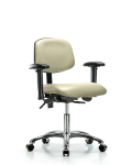 Vinyl Chair Chrome - Desk Height with Seat Tilt, Adjustable Arms, & Casters in Adobe White Trailblazer Vinyl VDHCH-CR-T1-A1-CC-8501