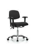 Vinyl Chair Chrome - Desk Height with Seat Tilt, Adjustable Arms, & Casters in Black Trailblazer Vinyl VDHCH-CR-T1-A1-CC-8540