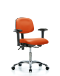 Vinyl Chair Chrome - Desk Height with Seat Tilt, Adjustable Arms, & Casters in Orange Kist Trailblazer Vinyl VDHCH-CR-T1-A1-CC-8613