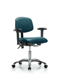 Vinyl Chair Chrome - Desk Height with Seat Tilt, Adjustable Arms, & Casters in Marine Blue Supernova Vinyl VDHCH-CR-T1-A1-CC-8801