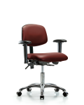 Vinyl Chair Chrome - Desk Height with Seat Tilt, Adjustable Arms, & Casters in Borscht Supernova Vinyl VDHCH-CR-T1-A1-CC-8815