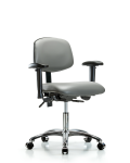 Vinyl Chair Chrome - Desk Height with Seat Tilt, Adjustable Arms, & Casters in Sterling Supernova Vinyl VDHCH-CR-T1-A1-CC-8840