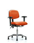 Vinyl Chair Chrome - Desk Height with Seat Tilt, Adjustable Arms, & Stationary Glides in Orange Kist Trailblazer Vinyl VDHCH-CR-T1-A1-RG-8613