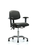 Vinyl Chair Chrome - Desk Height with Seat Tilt, Adjustable Arms, & Stationary Glides in Carbon Supernova Vinyl VDHCH-CR-T1-A1-RG-8823