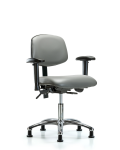 Vinyl Chair Chrome - Desk Height with Seat Tilt, Adjustable Arms, & Stationary Glides in Sterling Supernova Vinyl VDHCH-CR-T1-A1-RG-8840