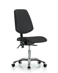 Vinyl Chair Chrome - Desk Height with Medium Back & Casters in Black Trailblazer Vinyl VDHCH-MB-CR-T0-A0-CC-8540